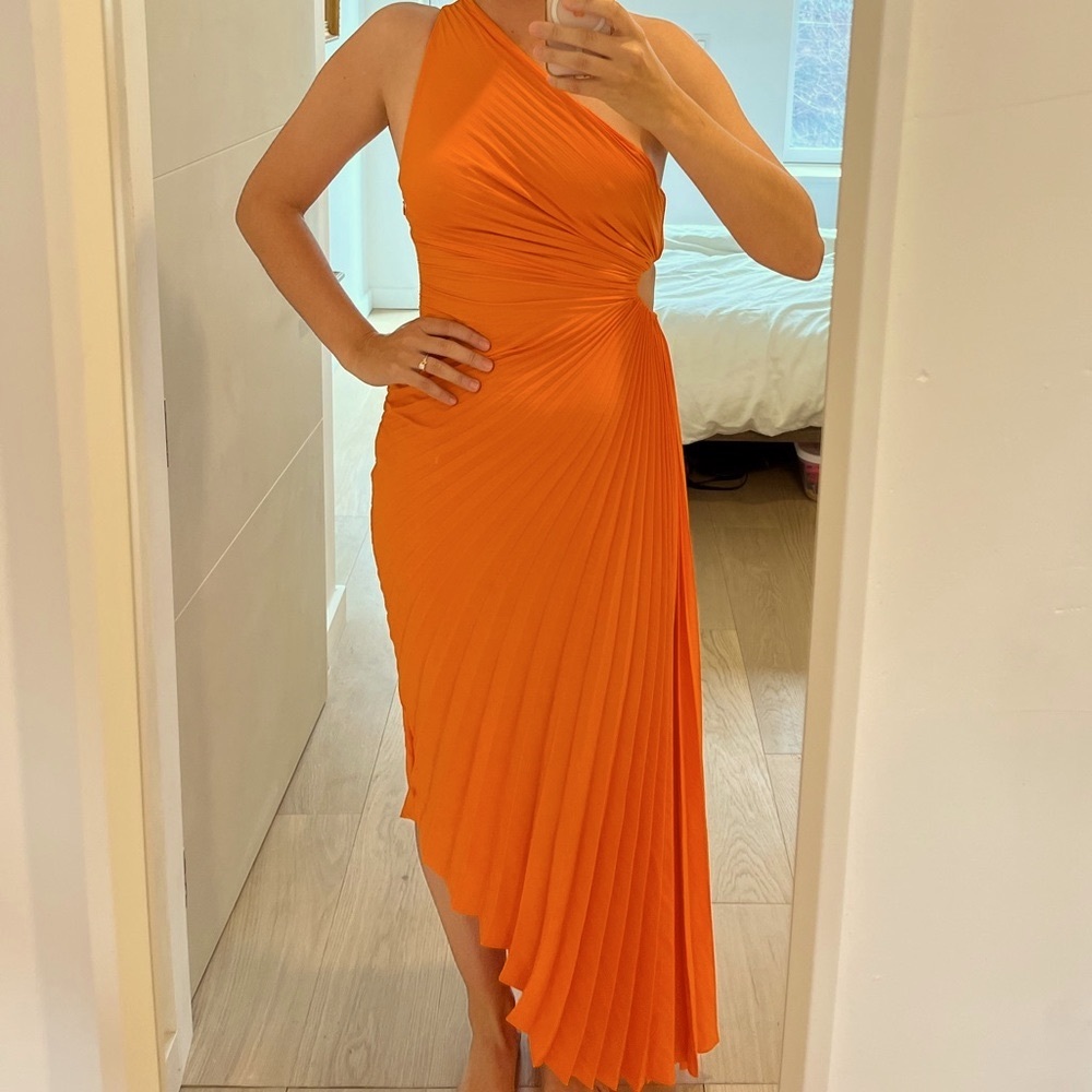 ALC Delfina One Shoulder Dress Orange Size 6